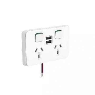 Clipsal Iconic Switched Socket 2 Switches 2 Sockets 2 USB 250V 10A Vivid White Profile Picture